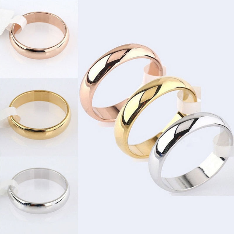 Latest Fashion Fortunately Rose Gold Women Men Polished Stainless Steel Ring Convention Jewelry Wedding Band Ring Valentine Gift