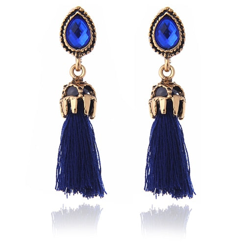 Long Tassel Earrings for women Pendientes Fashion Jewelry black and red colors female gifts