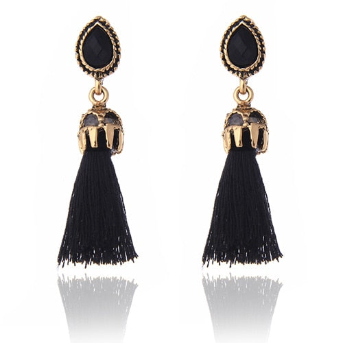 Long Tassel Earrings for women Pendientes Fashion Jewelry black and red colors female gifts