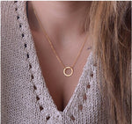 2016 Hottest Fashion Casual Personality Circle Lariat Pendant Gold Color Necklace High Quality Simple Choker Necklaces Women
