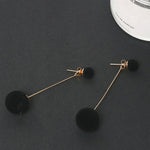 Red Black Fashion Plush Ball Drop Earrings For Women Korean Velvet Round Tassel Long Dangle Earrings Gift Jewelry Statement