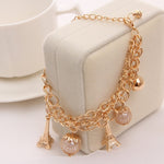 2018 Gold Color Multilayer Beaded Pendant Bracelets and Bangles Fashion Women Heart Butterfly Charm Bracelet Jewelry Accessories