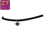 Fashion Maxi Torques Black Velvet Leather Geometric Circle Planet Pendants False Collar Chokers Necklace Women Jewelry 2018 Gift