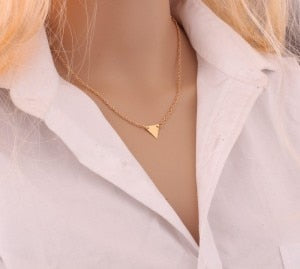 2018 New Women Fashion Gold Color 3 Layers Chain Necklace Hollow Out Triangle Long Pendant Necklaces Jewelry Free shipping