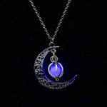 Glow In the Dark Pendant Necklaces For Women Silver Plated Chain Long Night Moon Necklaces Women Fashion Jewelry Necklaces