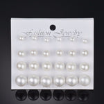 MissCyCy Fashion 12 pair/set Women Square Crystal Heart Stud Earrings for Women Piercing Simulated Pearl Flower Earrings