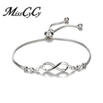 MissCyCy Luxurious Crystal Bracelet Silver Color Adjustable Infinity Charm Bracelets for Women Fashion Jewelry 2018 New
