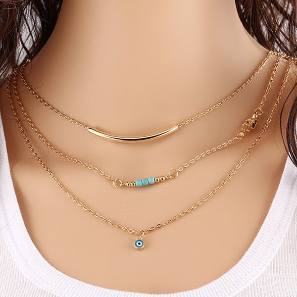 2016 Hottest Fashion Casual Personality Circle Lariat Pendant Gold Color Necklace High Quality Simple Choker Necklaces Women