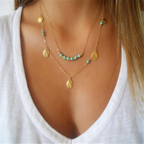 2016 Hottest Fashion Casual Personality Circle Lariat Pendant Gold Color Necklace High Quality Simple Choker Necklaces Women