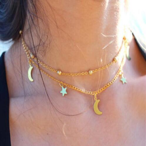 2016 Hottest Fashion Casual Personality Circle Lariat Pendant Gold Color Necklace High Quality Simple Choker Necklaces Women