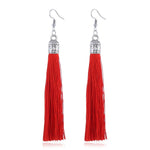 LZHLQ Brand Tassel Earrings Women Fashion Jewelry Bohemian Drop Dangle Long Earrings Silk Fabric Ethnic Vintage Earrings