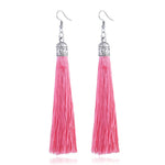 LZHLQ Brand Tassel Earrings Women Fashion Jewelry Bohemian Drop Dangle Long Earrings Silk Fabric Ethnic Vintage Earrings