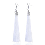 LZHLQ Brand Tassel Earrings Women Fashion Jewelry Bohemian Drop Dangle Long Earrings Silk Fabric Ethnic Vintage Earrings