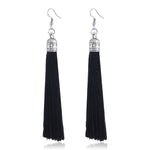 LZHLQ Brand Tassel Earrings Women Fashion Jewelry Bohemian Drop Dangle Long Earrings Silk Fabric Ethnic Vintage Earrings
