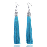 LZHLQ Brand Tassel Earrings Women Fashion Jewelry Bohemian Drop Dangle Long Earrings Silk Fabric Ethnic Vintage Earrings