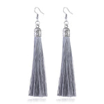 LZHLQ Brand Tassel Earrings Women Fashion Jewelry Bohemian Drop Dangle Long Earrings Silk Fabric Ethnic Vintage Earrings