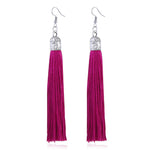 LZHLQ Brand Tassel Earrings Women Fashion Jewelry Bohemian Drop Dangle Long Earrings Silk Fabric Ethnic Vintage Earrings