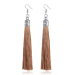 LZHLQ Brand Tassel Earrings Women Fashion Jewelry Bohemian Drop Dangle Long Earrings Silk Fabric Ethnic Vintage Earrings