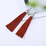 LZHLQ Brand Tassel Earrings Women Fashion Jewelry Bohemian Drop Dangle Long Earrings Silk Fabric Ethnic Vintage Earrings