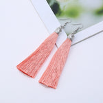 LZHLQ Brand Tassel Earrings Women Fashion Jewelry Bohemian Drop Dangle Long Earrings Silk Fabric Ethnic Vintage Earrings