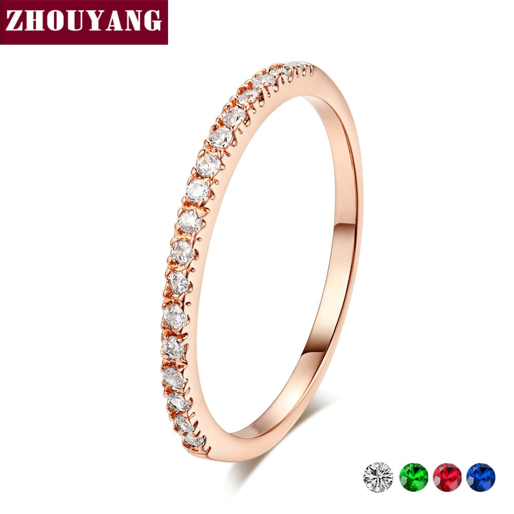 Wedding Ring For Women Man Concise Classical Multicolor Mini Cubic Zirconia Rose Gold Color Fashion Jewelry R132 R133 ZHOUYANG