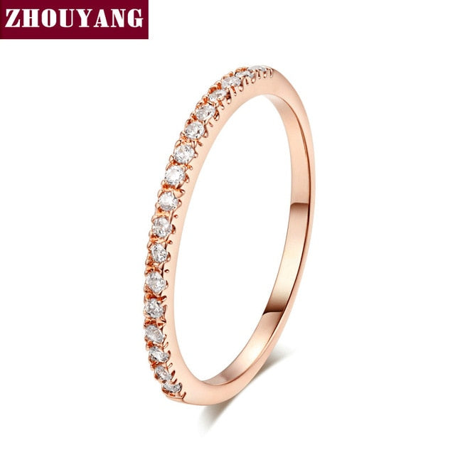 Wedding Ring For Women Man Concise Classical Multicolor Mini Cubic Zirconia Rose Gold Color Fashion Jewelry R132 R133 ZHOUYANG