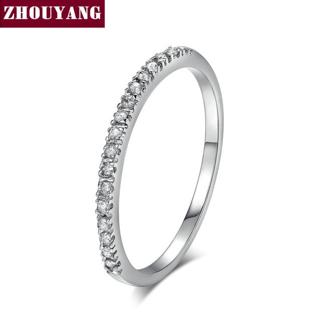 Wedding Ring For Women Man Concise Classical Multicolor Mini Cubic Zirconia Rose Gold Color Fashion Jewelry R132 R133 ZHOUYANG