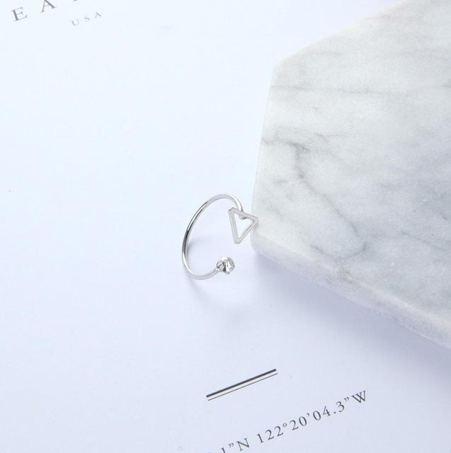 Punk Fashion 2018 New Ring Simple Geometric Polygon Triangle Square Open Crystal Lady Wholesale Sales Ring Rings For Women