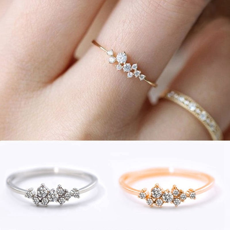 New Fashion Weave Crystal Rings For Women Gold/Silver Color Female Ring Party Jewelry Wholesale