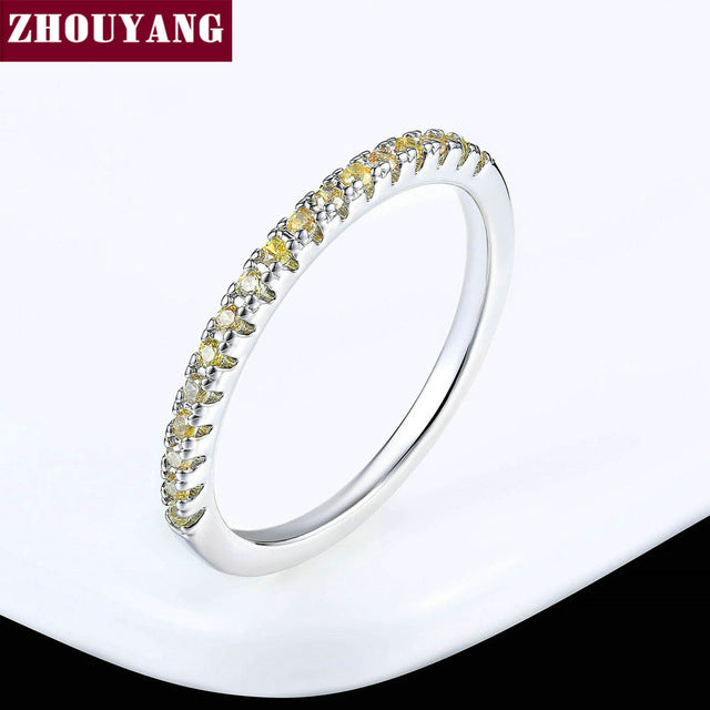 Wedding Ring For Women Man Concise Classical Multicolor Mini Cubic Zirconia Rose Gold Color Fashion Jewelry R132 R133 ZHOUYANG