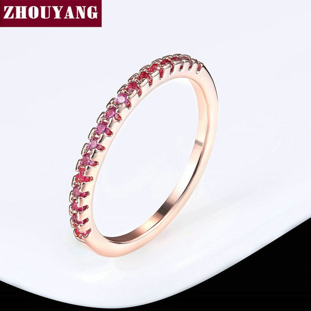 Wedding Ring For Women Man Concise Classical Multicolor Mini Cubic Zirconia Rose Gold Color Fashion Jewelry R132 R133 ZHOUYANG