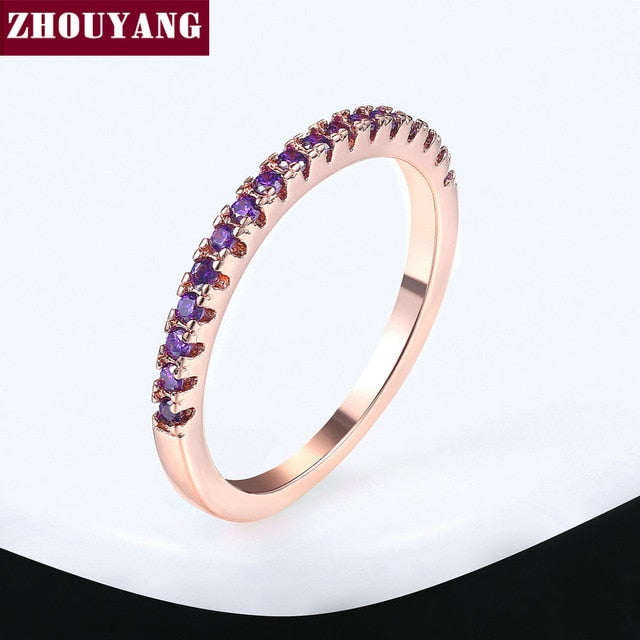 Wedding Ring For Women Man Concise Classical Multicolor Mini Cubic Zirconia Rose Gold Color Fashion Jewelry R132 R133 ZHOUYANG