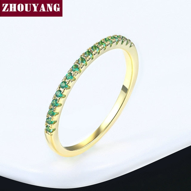 Wedding Ring For Women Man Concise Classical Multicolor Mini Cubic Zirconia Rose Gold Color Fashion Jewelry R132 R133 ZHOUYANG