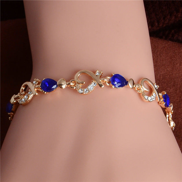MISANANRYNE New 5 colors Beautiful Bracelet for Women Colorful Austrian Crystal Fashion Heart Chain Bracelet Wholesale