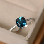Fashion Desgin  Ring Big Square Sky Blue Stone Rings For Women Jewelry Wedding Engagement Gift  Luxury Inlaid Stone Rings