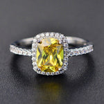 New Style White/Yellow/Purple/Blue/Green/Pink Crystal Rings For Women  Silver Colorful Ring Fashion Jewelry