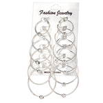 Hesiod Fashion New 6 Pairs/Set Gold Silver Small Big Circle Hoop Earrings for Women Steampunk Round Earring Sets