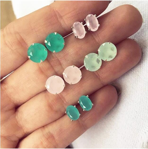 Vintage Geometric Stud Earrings Set For Women Girls 2018 Fashion Bead Stone Flower Small Earrings Boucle d'oreille Femme Gifts
