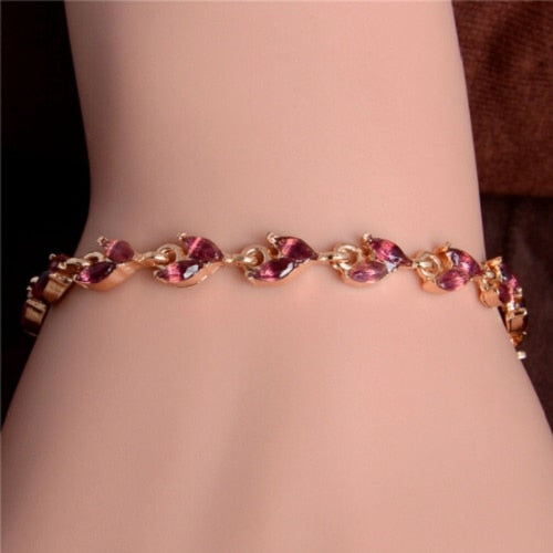 MISANANRYNE New 5 colors Beautiful Bracelet for Women Colorful Austrian Crystal Fashion Heart Chain Bracelet Wholesale
