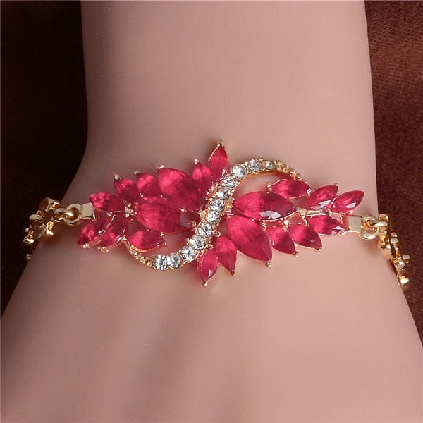 MISANANRYNE New 5 colors Beautiful Bracelet for Women Colorful Austrian Crystal Fashion Heart Chain Bracelet Wholesale