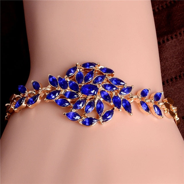 MISANANRYNE New 5 colors Beautiful Bracelet for Women Colorful Austrian Crystal Fashion Heart Chain Bracelet Wholesale