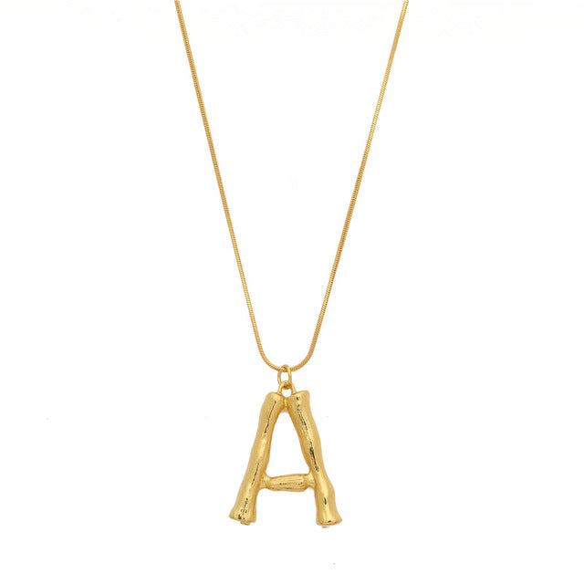 Initial Letters Necklace Women Gold Color Chain 2018 Fashion Long Necklaces Big Pendant Boho Statement Necklace Collier Femme