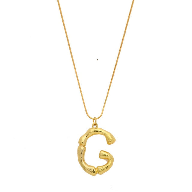 Initial Letters Necklace Women Gold Color Chain 2018 Fashion Long Necklaces Big Pendant Boho Statement Necklace Collier Femme
