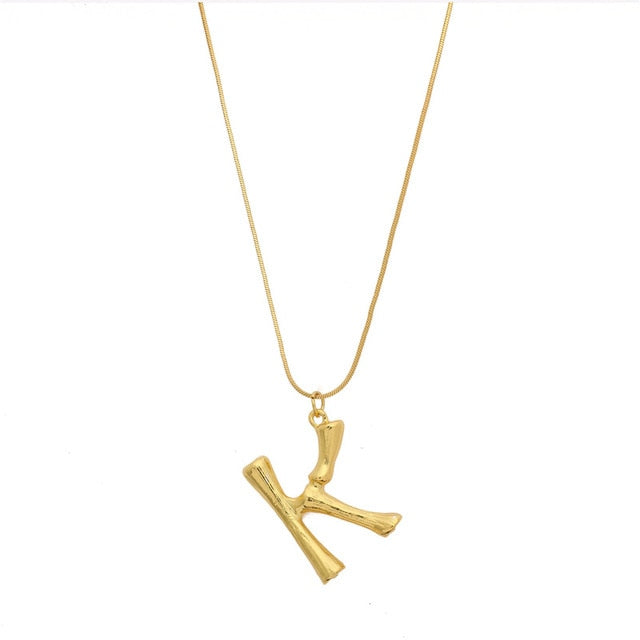Initial Letters Necklace Women Gold Color Chain 2018 Fashion Long Necklaces Big Pendant Boho Statement Necklace Collier Femme