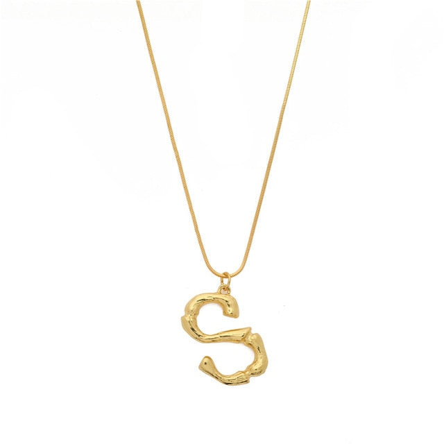 Initial Letters Necklace Women Gold Color Chain 2018 Fashion Long Necklaces Big Pendant Boho Statement Necklace Collier Femme