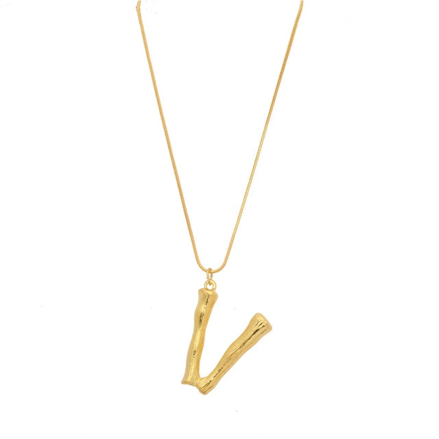 Initial Letters Necklace Women Gold Color Chain 2018 Fashion Long Necklaces Big Pendant Boho Statement Necklace Collier Femme