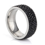 H:HYDE 5 Row Lines Clear Crystal Wedding Rings For Women Fashion Rhinestone Stainless Steel Female Teen Jewelry anillos mujer