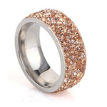 H:HYDE 5 Row Lines Clear Crystal Wedding Rings For Women Fashion Rhinestone Stainless Steel Female Teen Jewelry anillos mujer