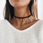 Gold color Choker Necklace for women Short crystal stars Pendant Chain Necklaces & Pendants Laces velvet chokers Fashion Jewelry
