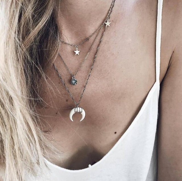 Gold color Choker Necklace for women Short crystal stars Pendant Chain Necklaces & Pendants Laces velvet chokers Fashion Jewelry